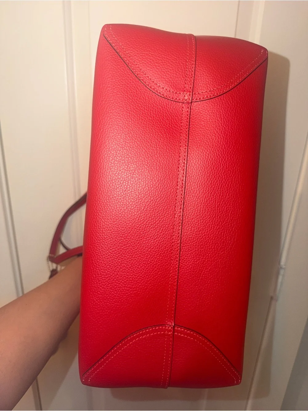 Large Coach Red Pebbled Leather Tote with Tag
